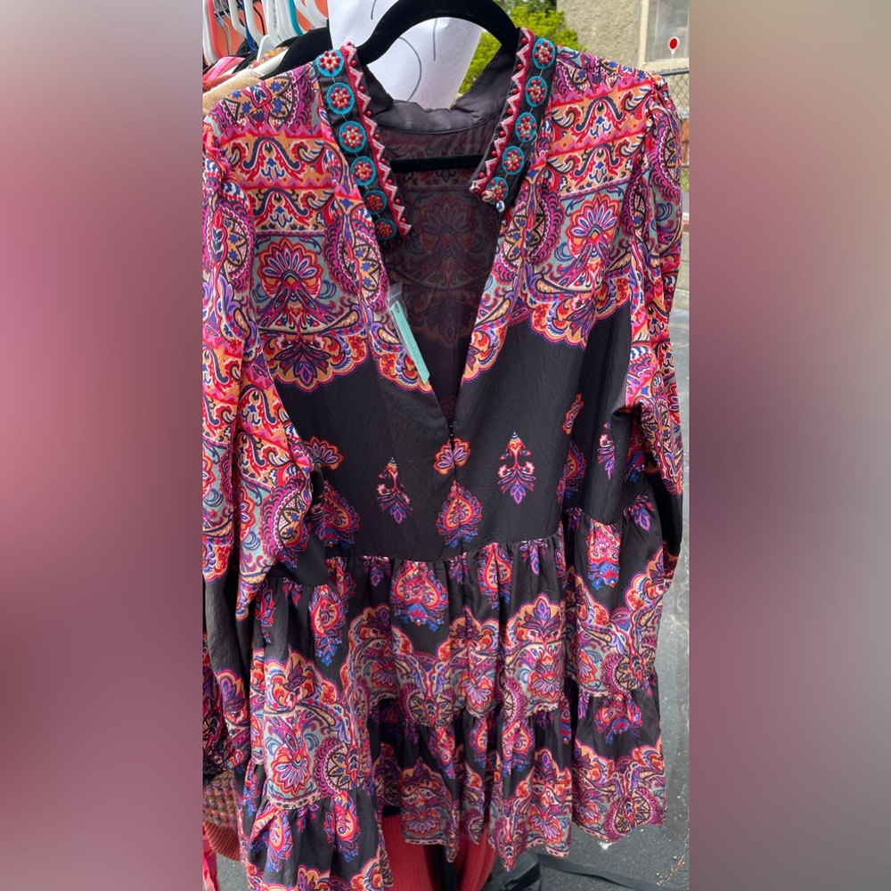 Anthropologie tiered mix print dress